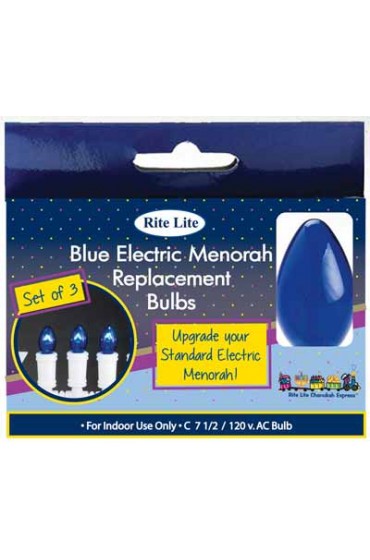 Blue Electric Menorah Bulbs - Set of 3