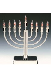 Classic Highly Polished Chrome Plated Electric Menorah with Flickering Bulbs