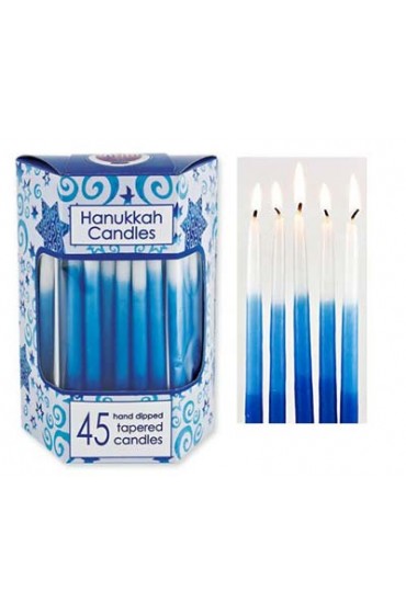 Deluxe Tapered Blue Tri- Colored Hanukkah Candles