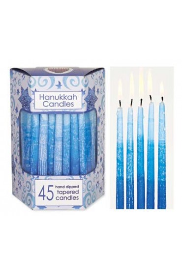 Deluxe Tapered Multi Blue and White Hanukkah Candles