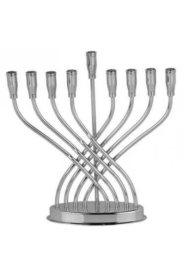 Highly Polished Contemporary Chrome Plated Menorah