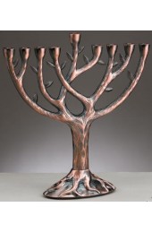 Textured Tree of Life Menorah - Antiqued Copper on Aluminum