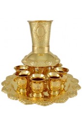 Gold Plated Wine Divider Fountain With Gold Cups