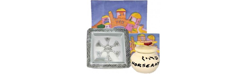 Passover Seder Serving Items & Matzah Boxes, Plates, & Covers
