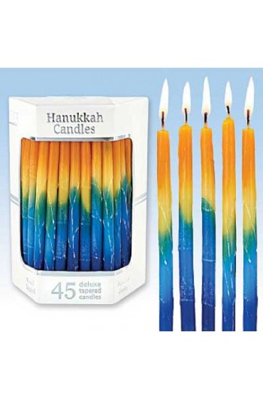 Deluxe Sunburst Colored Hand Decorated Hanukkah Candles