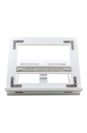White Tabletop Book Stand (Shtender) with Decorative Metal Plates