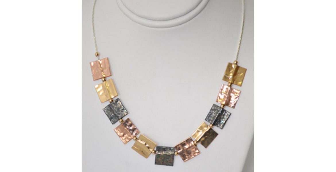 Necklace With Gold, Copper and Black Accents