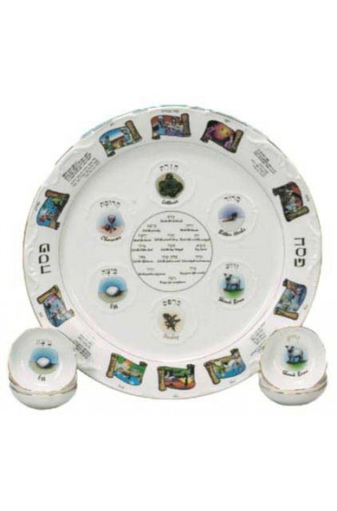 Heirloom Ceramic Passover Seder Plate with Bowls