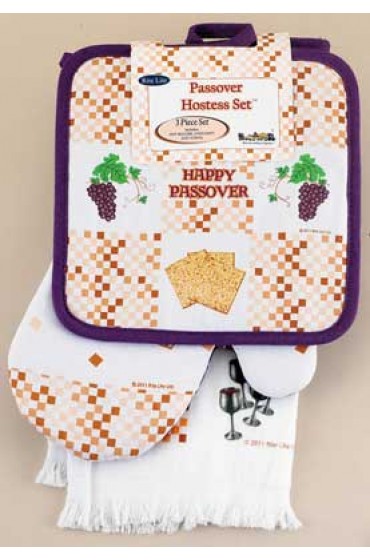 Passover Hostess Set with Pot Holder, Oven Mitt and Towel