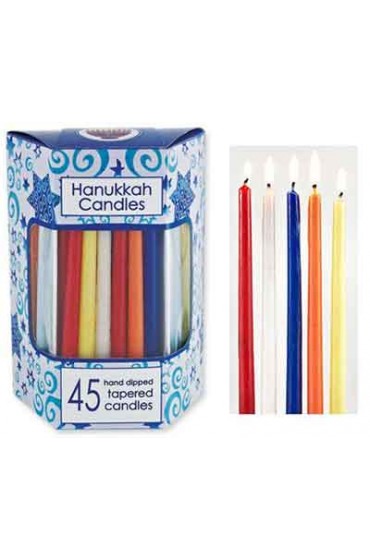 Deluxe Tapered Assorted Solid Colors Hanukkah Candles
