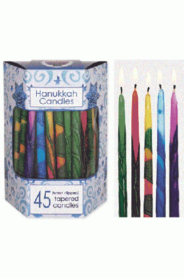 Premium Tapered Hand Decorated Rainbow Splash Hanukkah Candles