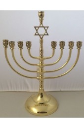 Traditional Star of David Menorah With Brass Finish