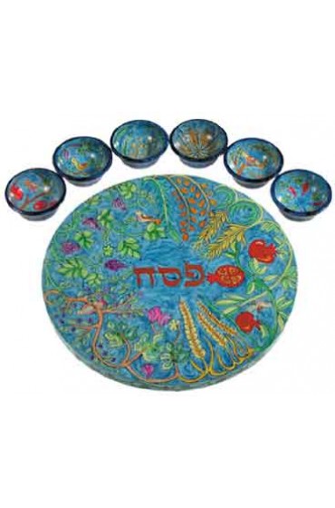 Wooden Passover Seder Plate - The Seven Species