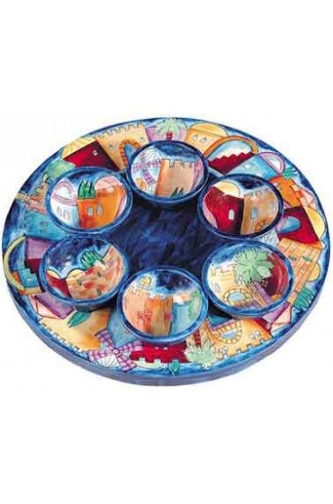 Wooden Passover Seder Plate - Jerusalem