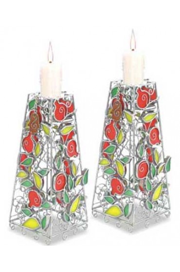 Pomegranate Candlesticks, Pair