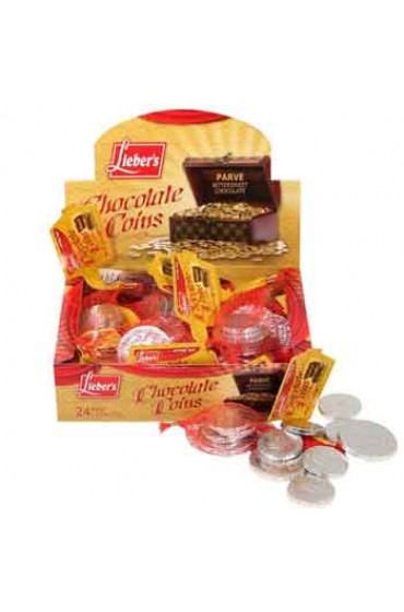 Parve Chanukah Gelt - Box with 24 Sacks of Chocolate Coins