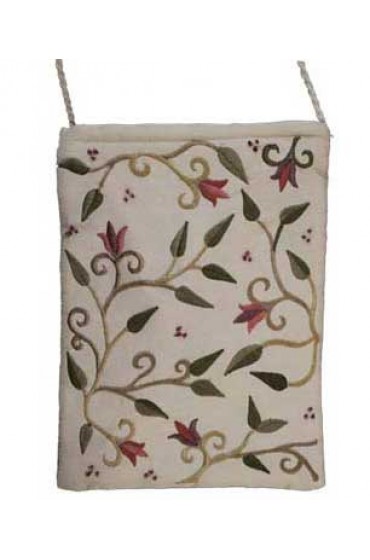 White Embroidered Bag With Flowers