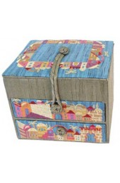 Embroidered Jewelry Box With Gold Jerusalem Design