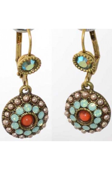 Israeli Earrings With Round Cluster Of Stones