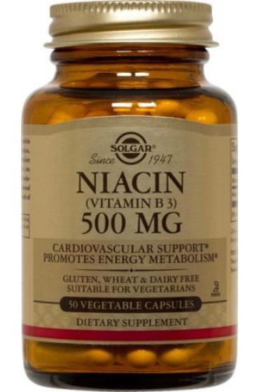 Niacin (Vitamin B3) 500 mg Vegetable Capsules (250)