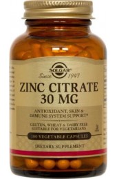 Zinc Citrate 30 mg Vegetable Capsules (100)