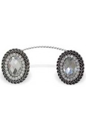 Oval Metal Tallit Clips with Leaf Pattern and Concentric Beads