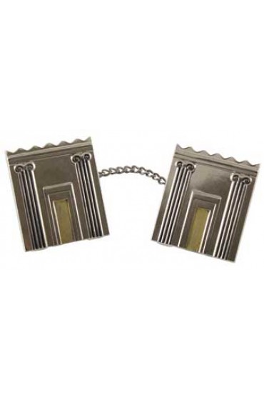 Metal Tallit Clips with Block Design and Temple Depiction
