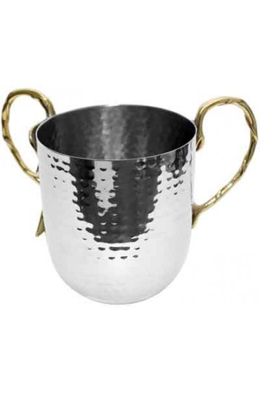 Stainless Steel Wash Cup w/Gold Handles