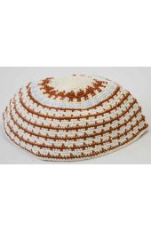 Brown and Blue Design Knitted Kippah