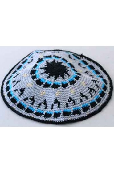 Grey, Black, and Blue Knitted Design