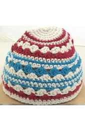 Red, White, and Blue Knitted Kippah