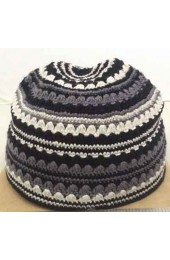 Black, Gray, and White Knitted Kippah