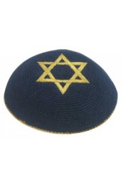 Blue with Star of David Knitted Kippah
