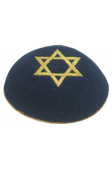 Blue with Star of David Knitted Kippah